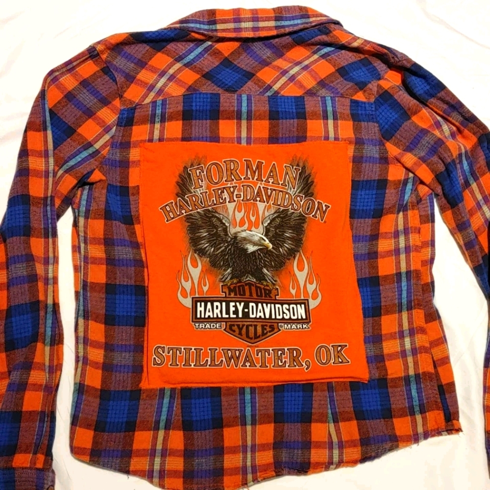 Harley Davidson upcycled flannel